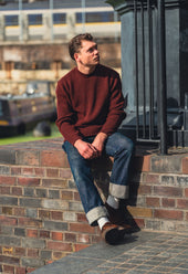 SE16 MERINO FISHERMAN UNISEX JUMPER BURGUNDY