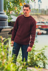 SE16 MERINO FISHERMAN UNISEX JUMPER BURGUNDY