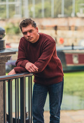 SE16 MERINO FISHERMAN UNISEX JUMPER BURGUNDY