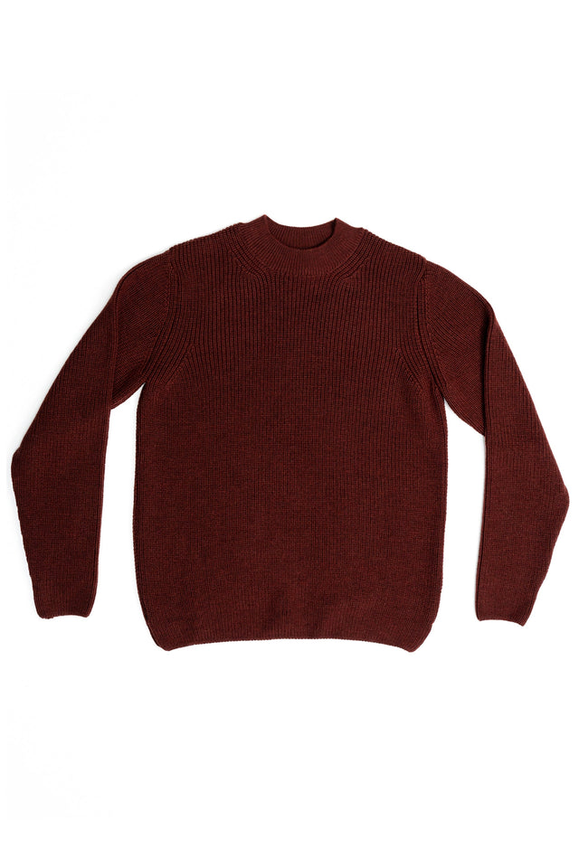 SE16 MERINO FISHERMAN UNISEX JUMPER BURGUNDY