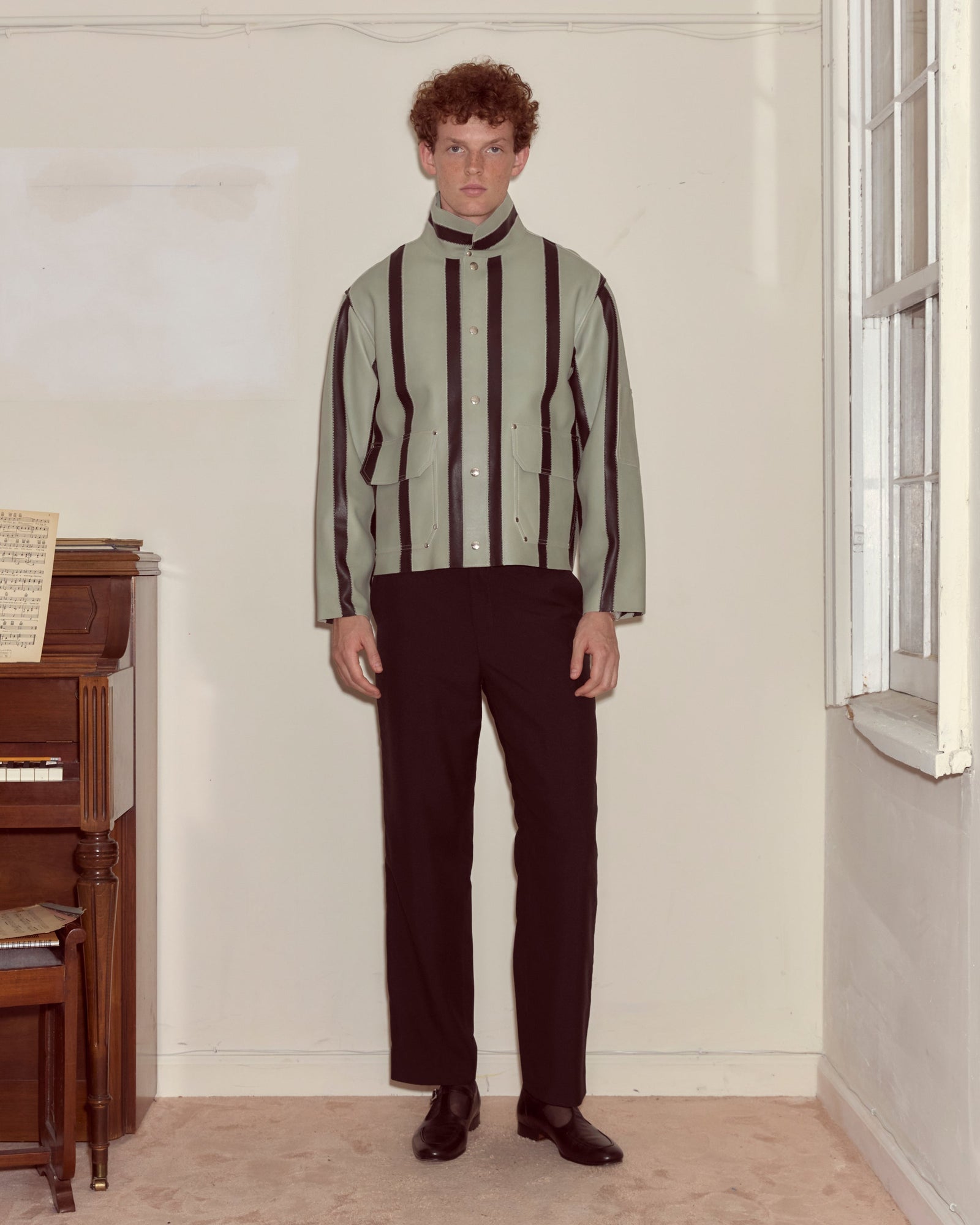 Seafoam Stripe Welding Jacket - Seafoam/Black