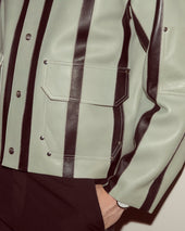 Seafoam Stripe Welding Jacket - Seafoam/Black