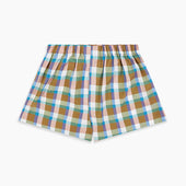 Green And Pink Multi Check Linen Blend Godfrey Boxer Shorts