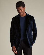 Italian Velvet Jacket - Navy