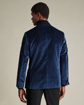 Double Breasted Italian Velvet Jacket Blue