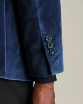 Double Breasted Italian Velvet Jacket Blue
