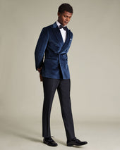 Double Breasted Italian Velvet Jacket Blue