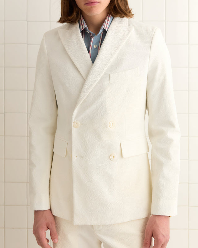 Seersucker Double-Breasted Suit Jacket