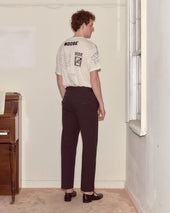 Seersucker Side Buckle Trousers - Dark Navy