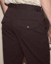Seersucker Side Buckle Trousers - Dark Navy