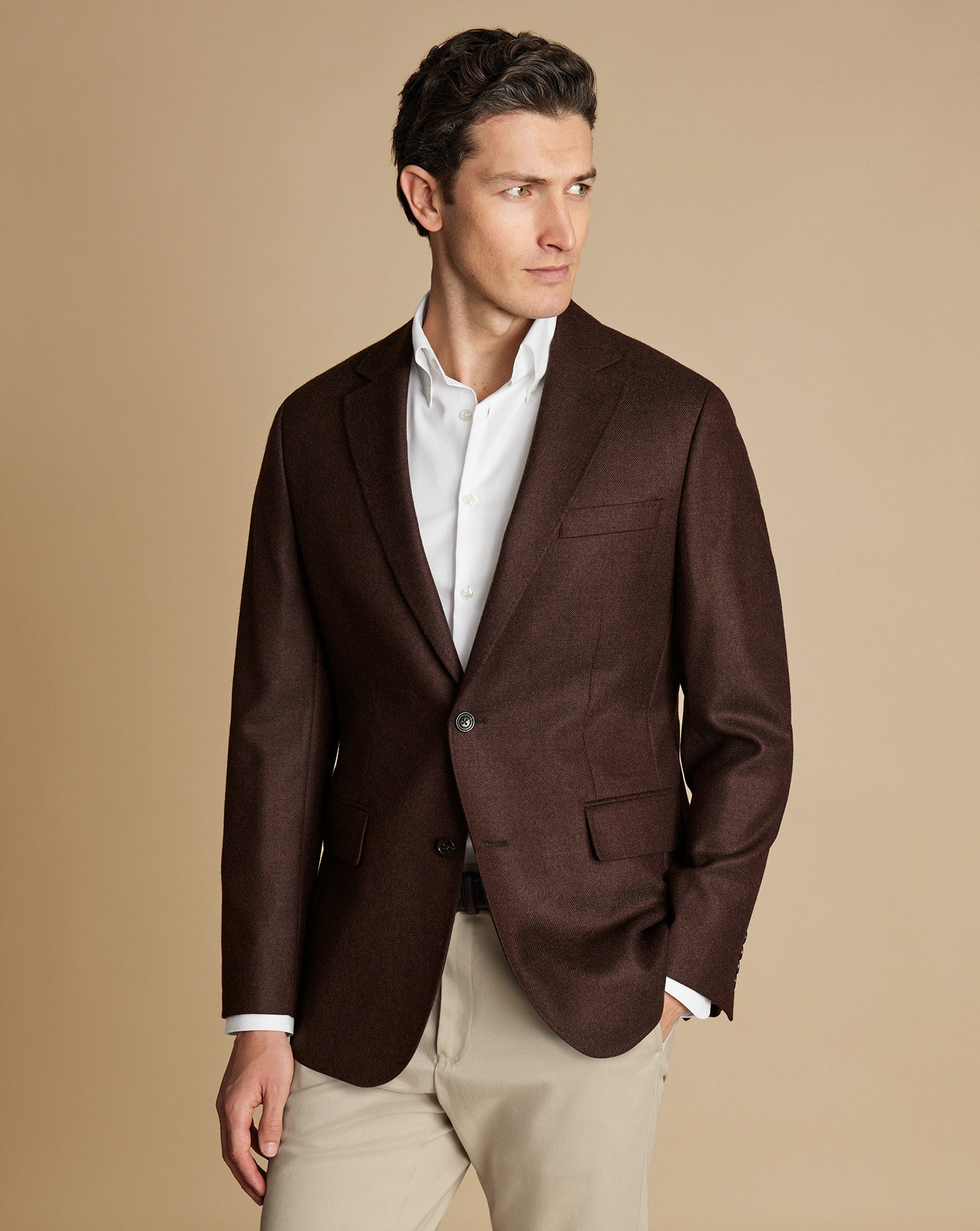 Wool Texture Jacket Brown