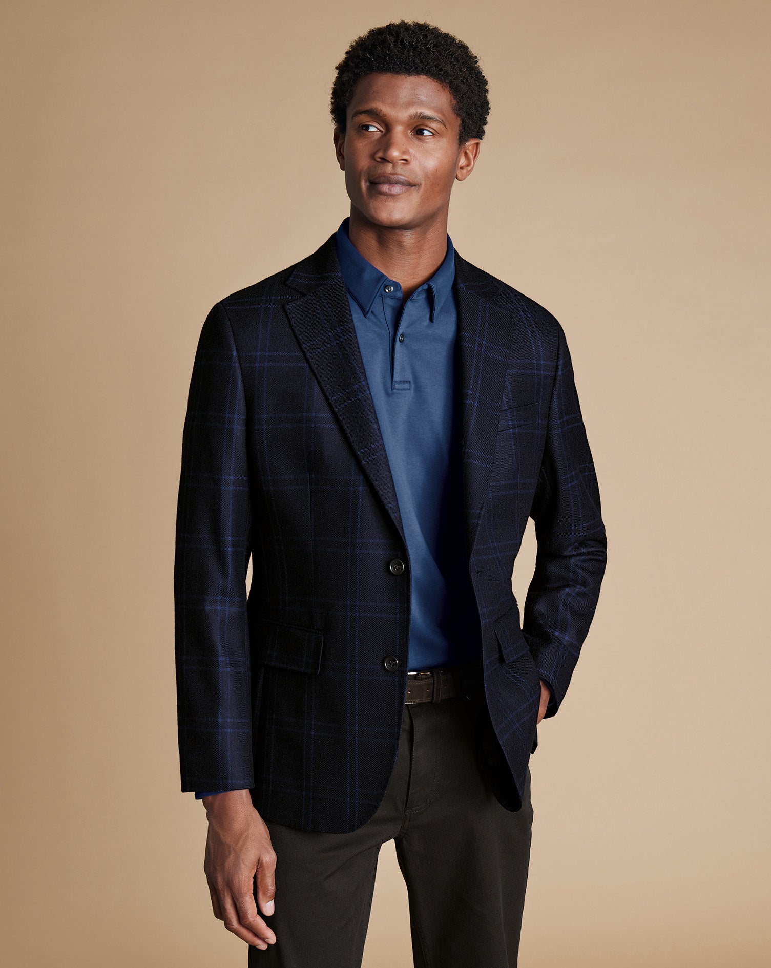 Wool Texture Check Jacket French