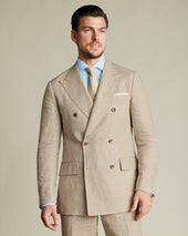 Double Breasted Linen Jacket - Taupe