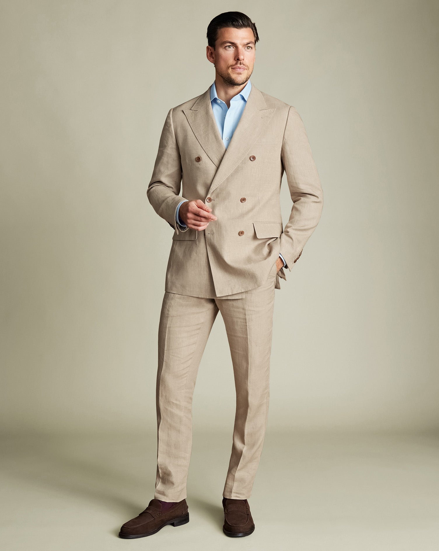 Double Breasted Pure Linen Suit