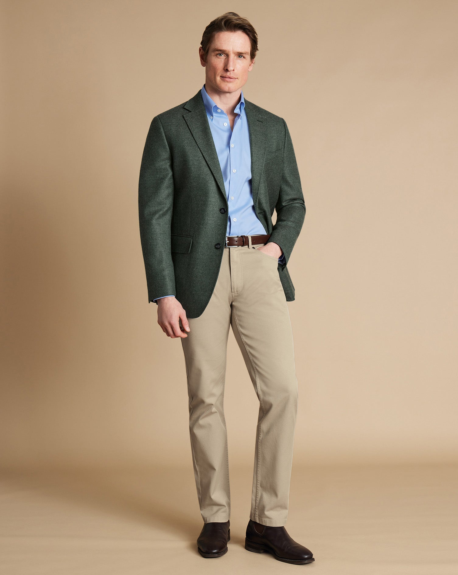 Wool Texture Twill Jacket Green