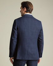 Veste Carreaux En Lin Bleu Indigo