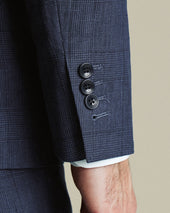 Pure Linen Check Jacket Blue