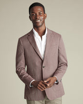Herringbone Wool Linen Silk Jacket - Claret Pink