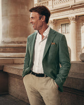 Wool Twill Silk Jacket - Green