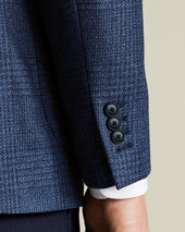 Wool Silk Check Jacket Ink Blue