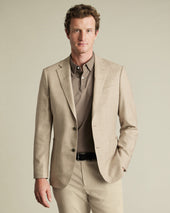 Wool Twill Silk Jacket - Stone