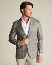 Wool Texture Twill Check Jacket - Limestone