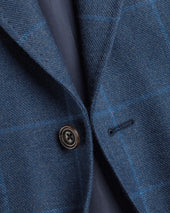 Wool Texture Check Jacket Blue