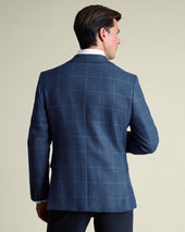 Wool Texture Check Jacket Blue