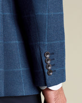 Wool Texture Check Jacket Blue