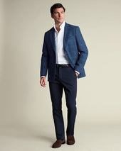 Wool Texture Check Jacket Blue