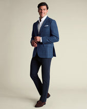 Wool Texture Check Jacket Blue