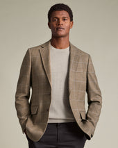 Wool Texture Check Jacket - Tan