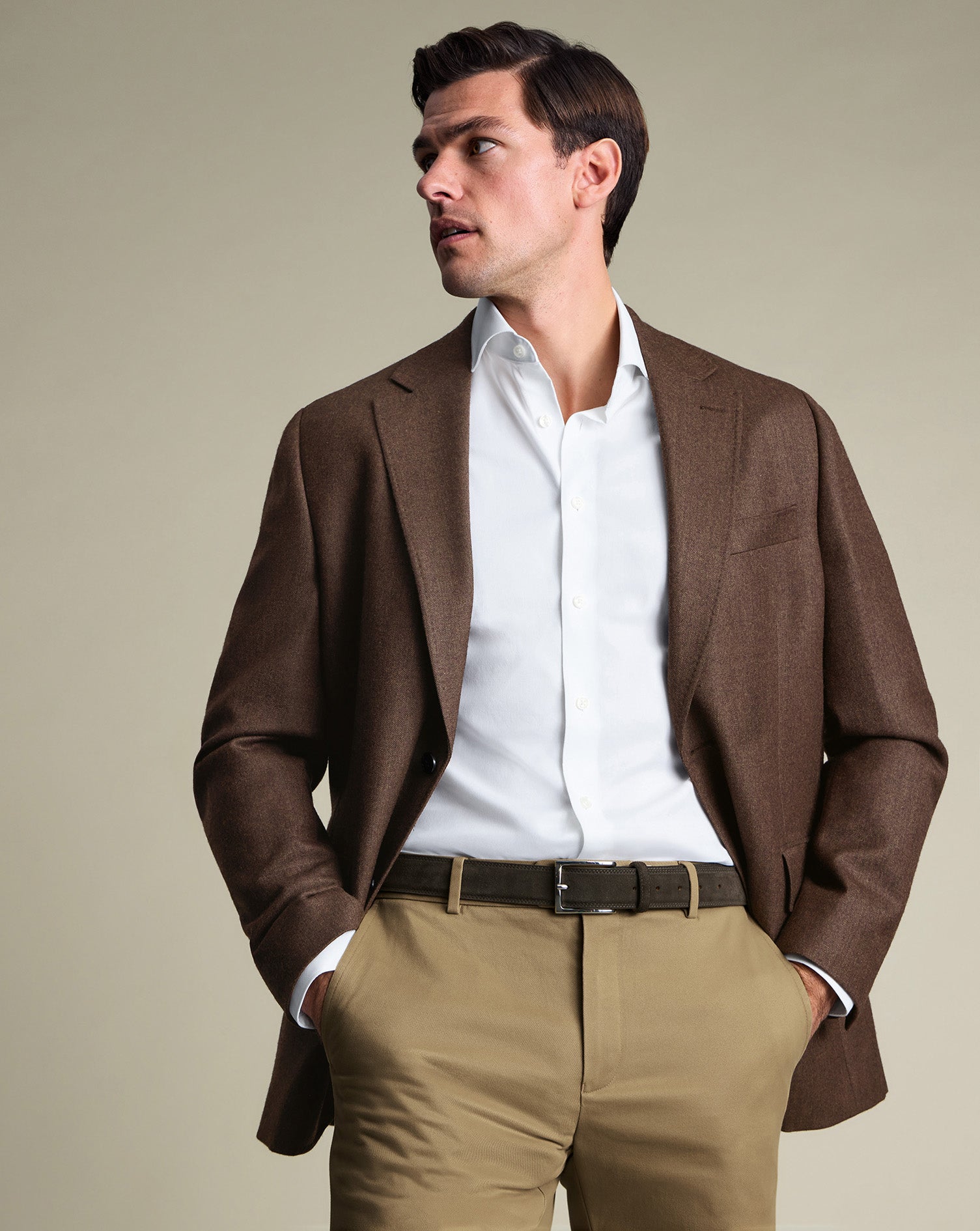 Wool Textured Jacket Brown