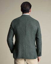 Lightweight Wool Texture Prince Of Wales Check Jacket Green