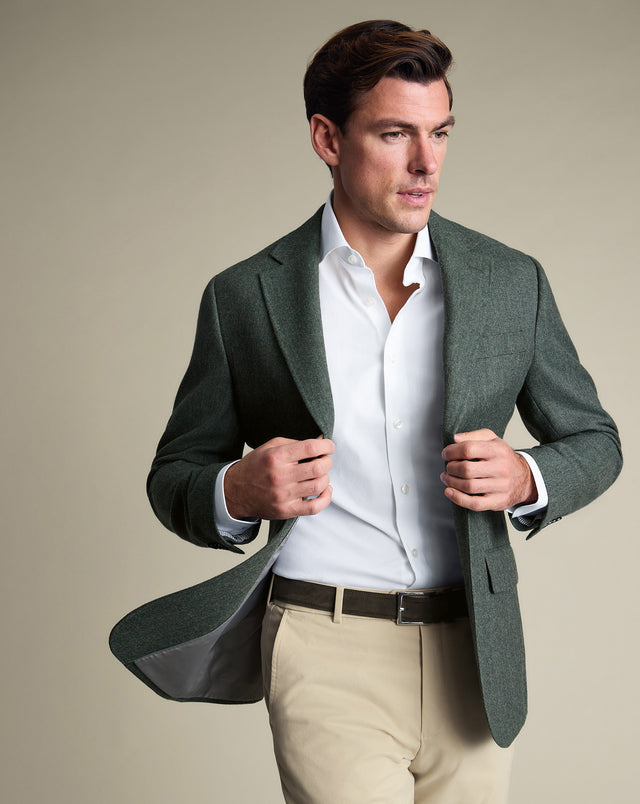 Wool Textured Jacket – Forest Green