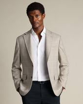 Wool Textured Check Jacket – Stone