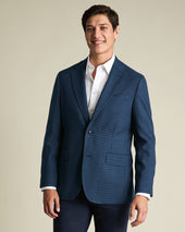 Lightweight Wool Texture Check Jacket – Indigo Blue