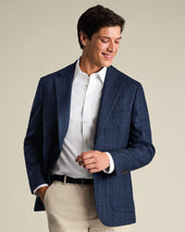 Wool Silk Check Jacket – French Blue