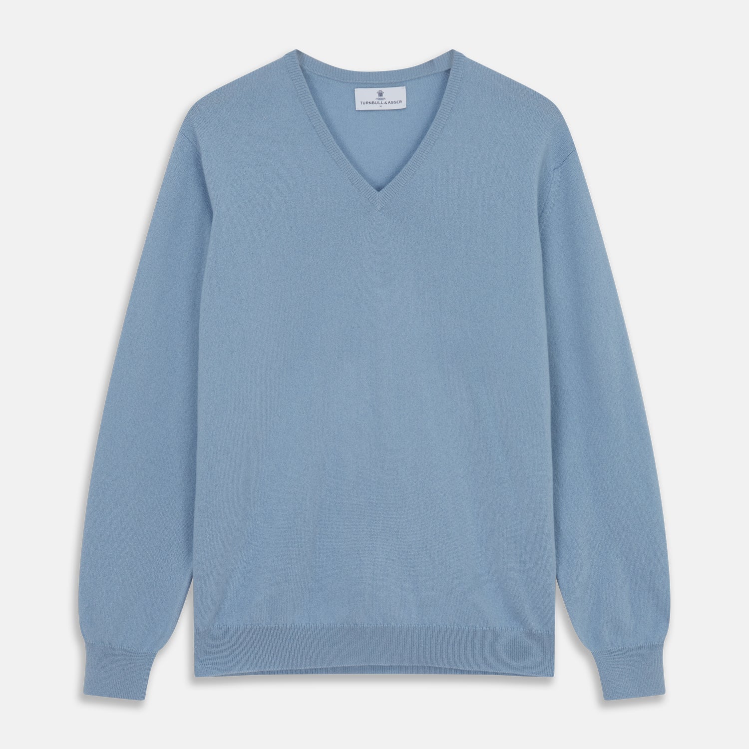 Pale Blue Cashmere Paden V-Neck Jumper