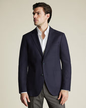 Luxury Italian Hopsack Jacket - Navy