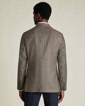 Luxury Italian Check Jacket Mocha