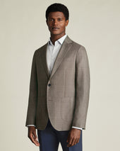 Luxury Italian Check Jacket - Mocha