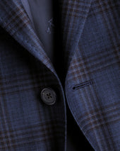 Luxury Italian Check Jacket Ink Blue