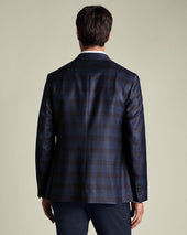 Luxury Italian Check Jacket Ink Blue