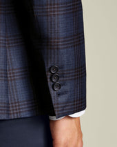 Luxury Italian Check Jacket Ink Blue