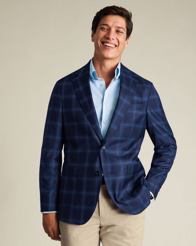 Italian Luxury Check Jacket – French Navy
