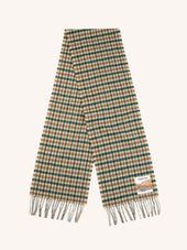Selkirk Scarf in Pine / Tan Check Lambswool
