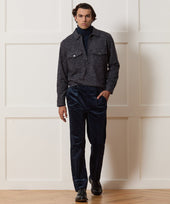 Relaxed Wool-Silk Quarter-Zip Polo