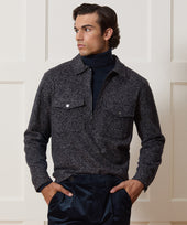 Relaxed Wool-Silk Quarter-Zip Polo