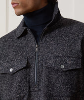 Relaxed Wool-Silk Quarter-Zip Polo